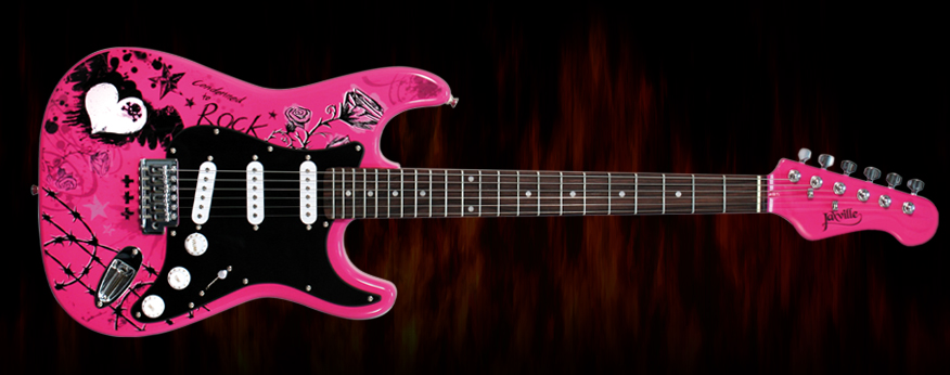 Jaxville Pink Punk Guitar Girl Rock Graffiti Design