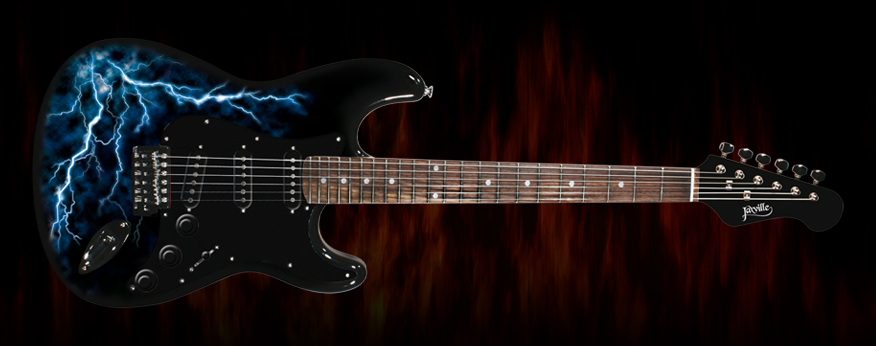 Jaxville Zeus Guitar - Airbrush lightning Design
